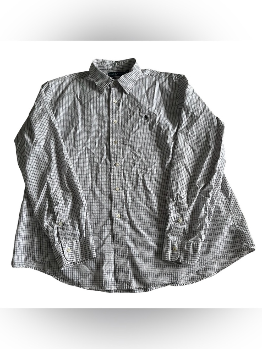 Ralph Lauren Shirt Mens 2XL Check Plaid Custom Fit Button Down Long Sleeve